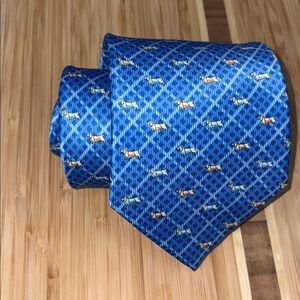 Roberto Lorenzo Blue‎ Dog Patterned Tie – Novelty, Silk, 61" Length